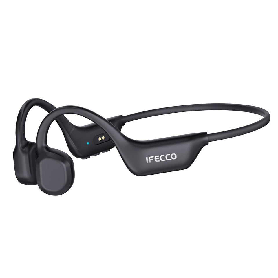 IFECCO front view of headphones showing sleek open-ear design and sporty fit