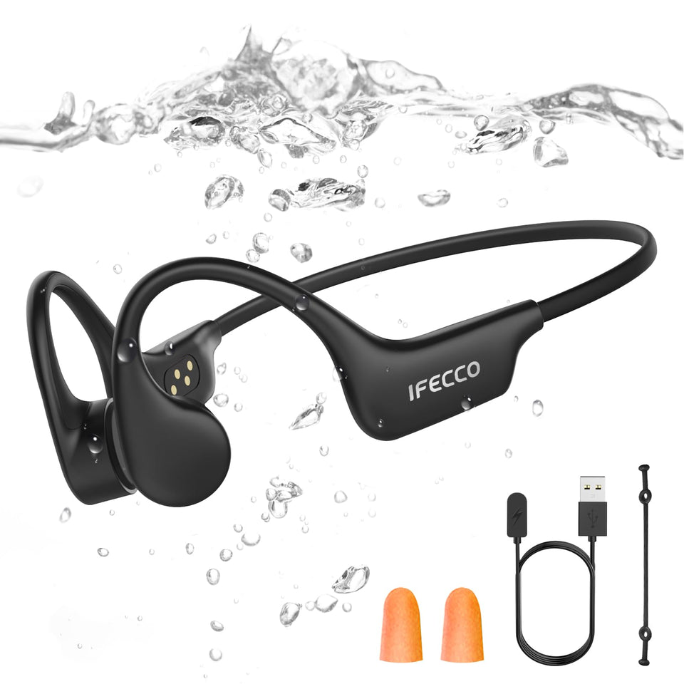IFECCO front view showing waterproof headphones and packaging, highlights durability