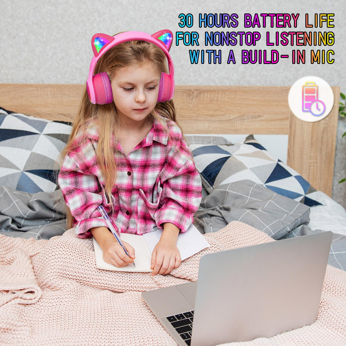 Ifecco glowing cat ears lit to rhythm offering fun visual flair during play