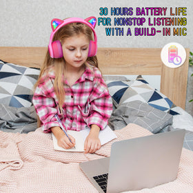 Ifecco glowing cat ears lit to rhythm offering fun visual flair during play