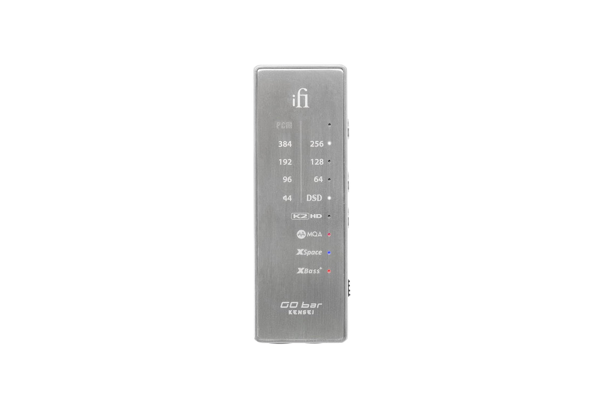 ifi GO bar Kensei in use with portable devices demonstrates high res PCM and DSD support.