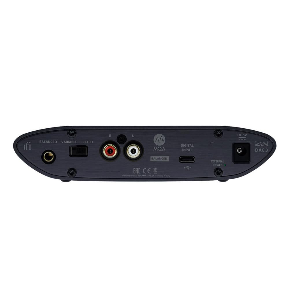 IFI Zen DAC 3 rear panel highlights USB-C and audio outputs for flexible connectivity
