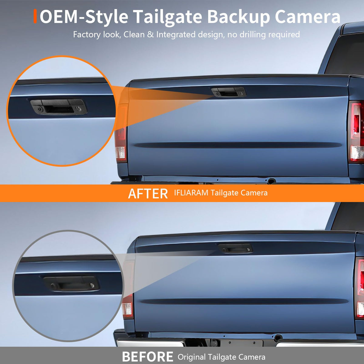 IFLIARAM tailgate camera plug-and-play install without wire cutting