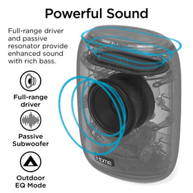 iHome iBT700 on a poolside towel demonstrating waterproof protection outdoors