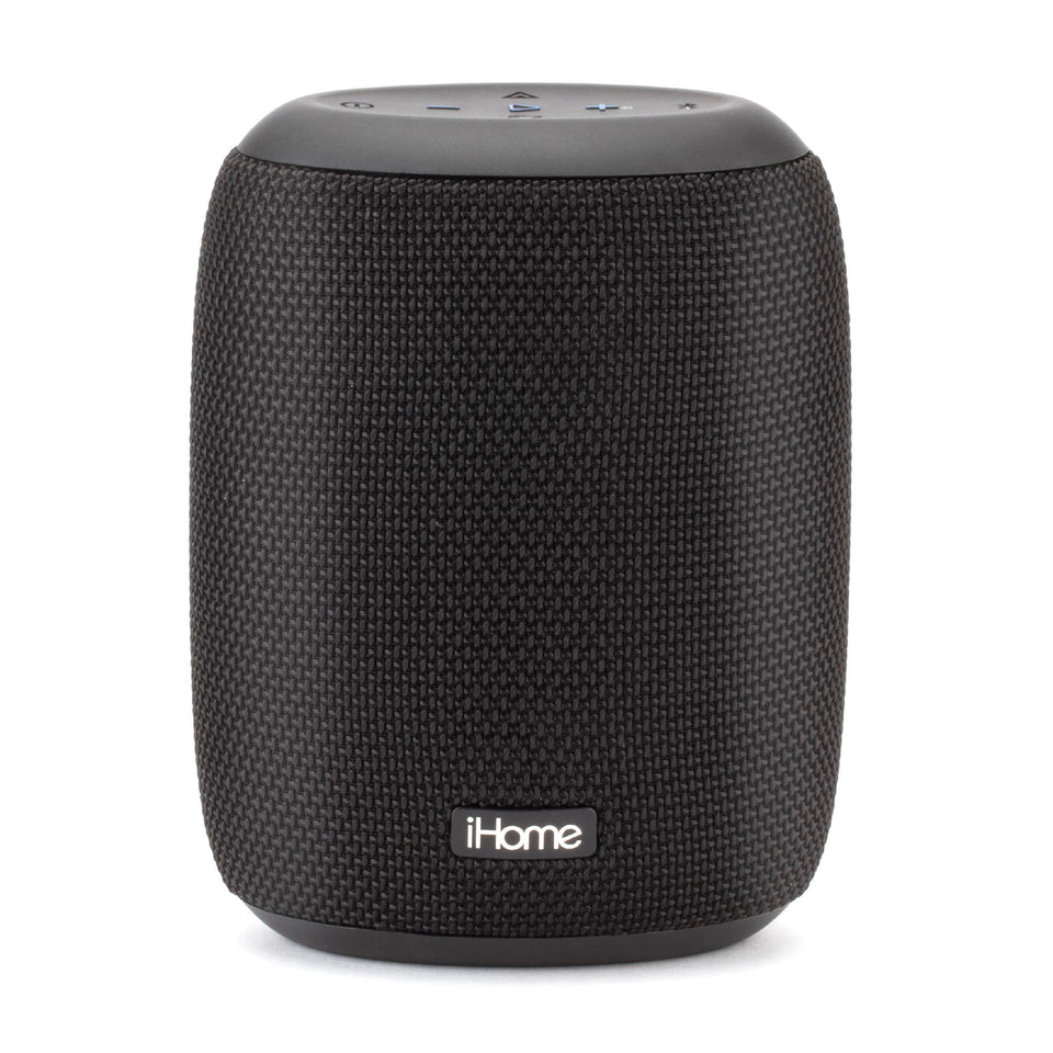 iHome iBT700 front view showing speaker grille and branding, durable and portable benefit