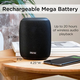 iHome speaker with carry strap ready for transport, convenient portability benefit