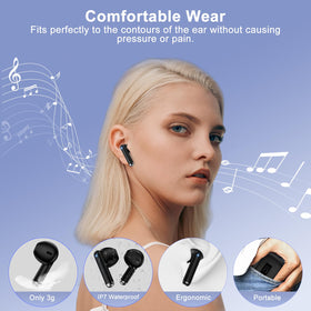 iHoto earbud seated in ear demonstrating ergonomic fit and stable comfort