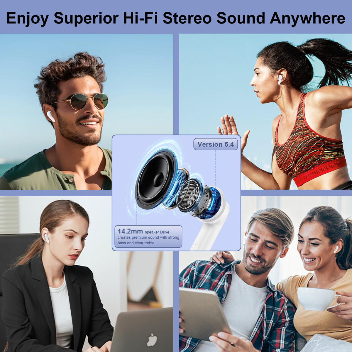 iHoto earbuds with water droplets showing IPX7 sweat protection benefit