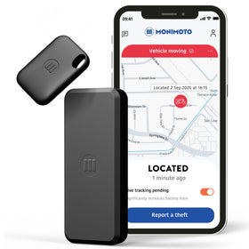 Monimoto 9 US wireless setup demonstrates quick, discreet installation for vehicles.
