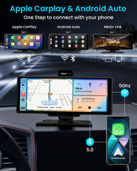 IIWEY iK7 wireless CarPlay screen with Android Auto for safer hands-free driving.