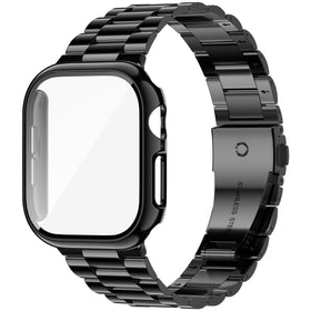 iiteeology stainless steel band front view showing sleek jet black finish and secure fit