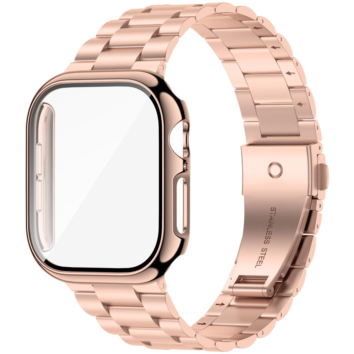 iiteeology rose gold 46mm stainless steel band for Apple Watch, secure fit and style