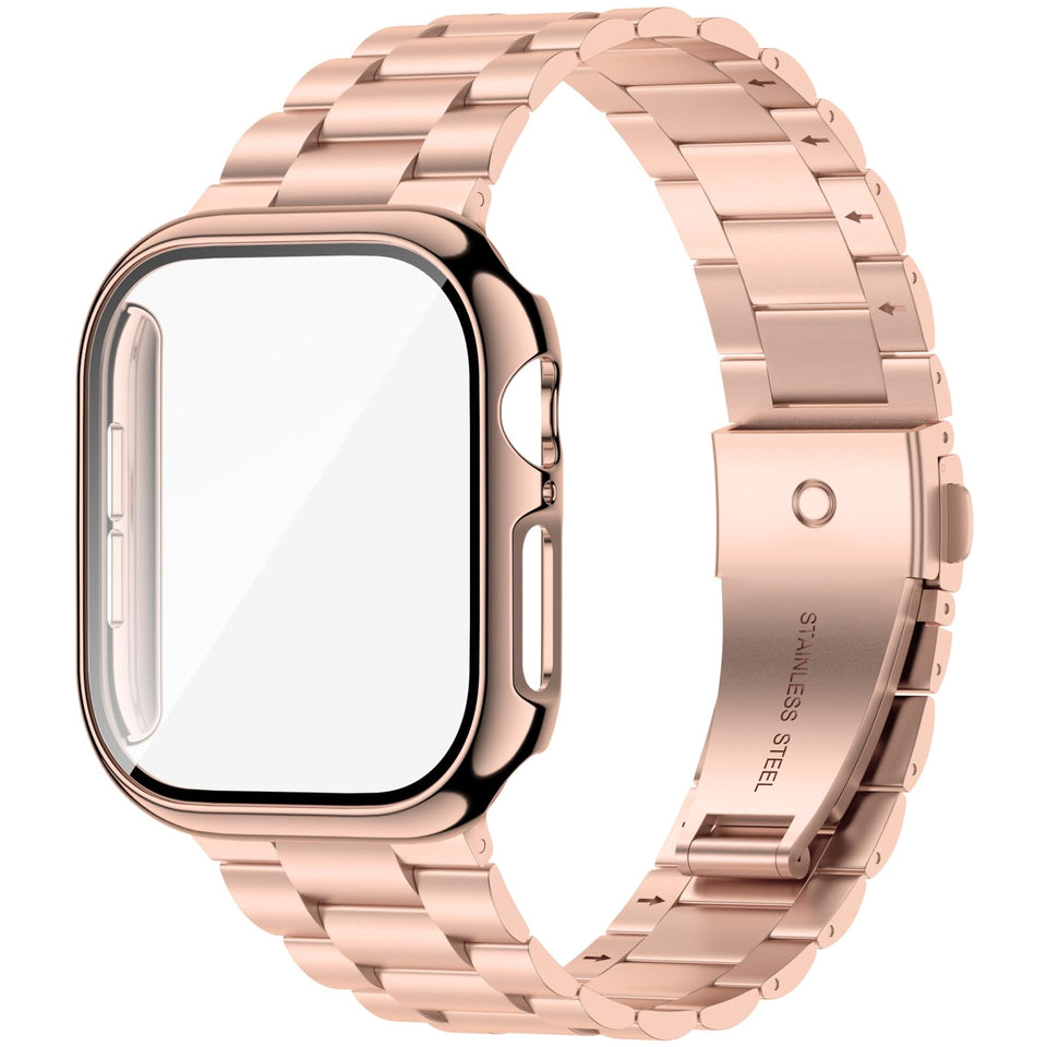 iiteeology rose gold 46mm stainless steel band for Apple Watch, secure fit and style