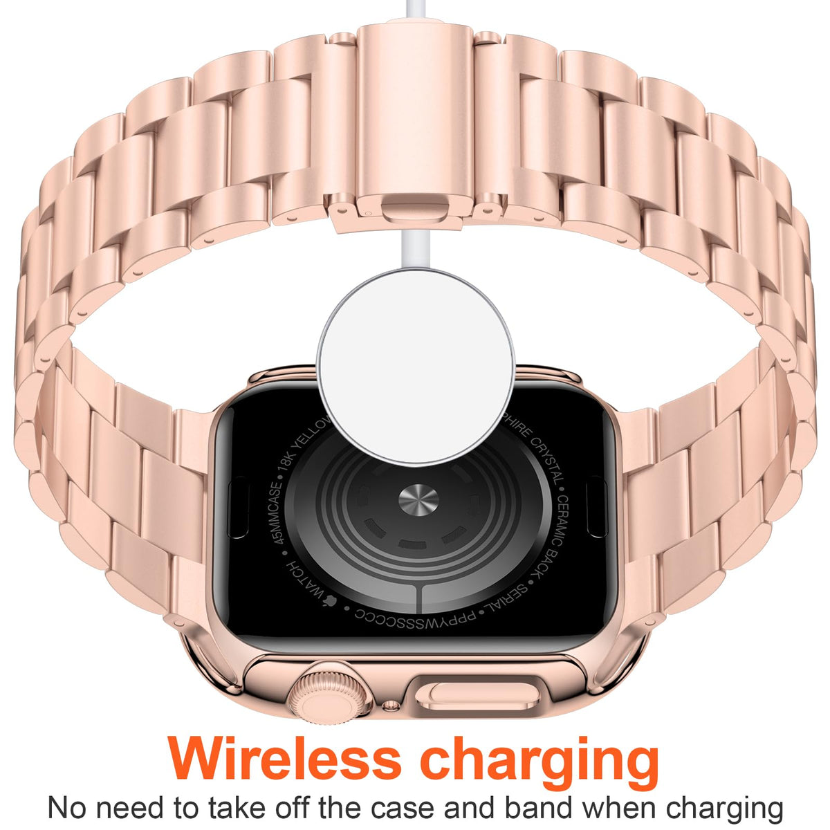 iiteeology rose gold screen protector case on 46mm watch, enhanced protection