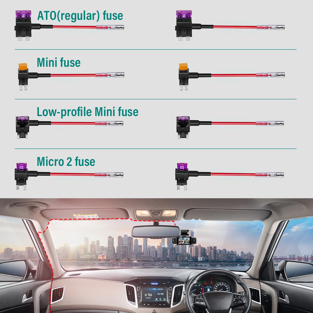 IIWEY dash cam hard wire kit compact packaging for easy setup
