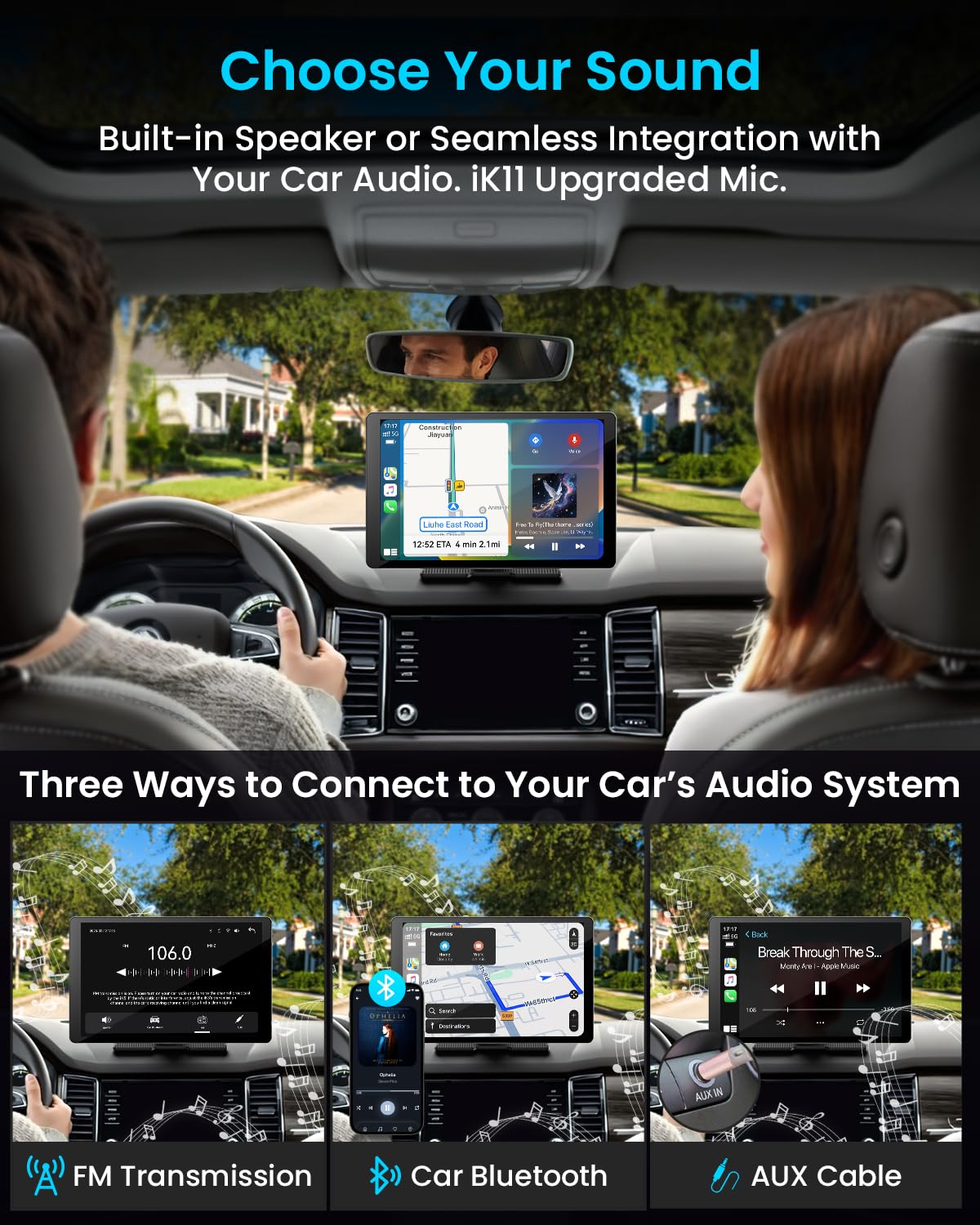 4K dashcam front and 1080p rear camera capture road footage.