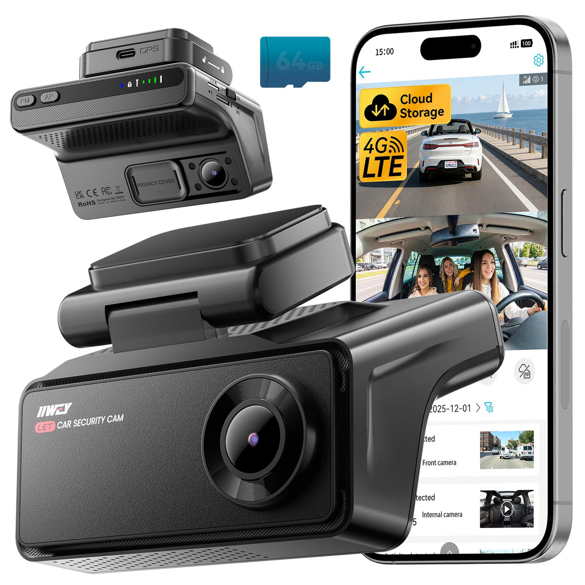 IIWEY L9 front 2K camera captures crisp road details for clear evidence