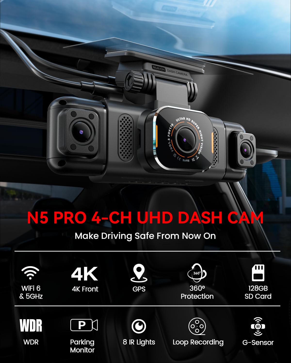 IIWEY N5 PRO rear 1080p footage complements front views for comprehensive video evidence.