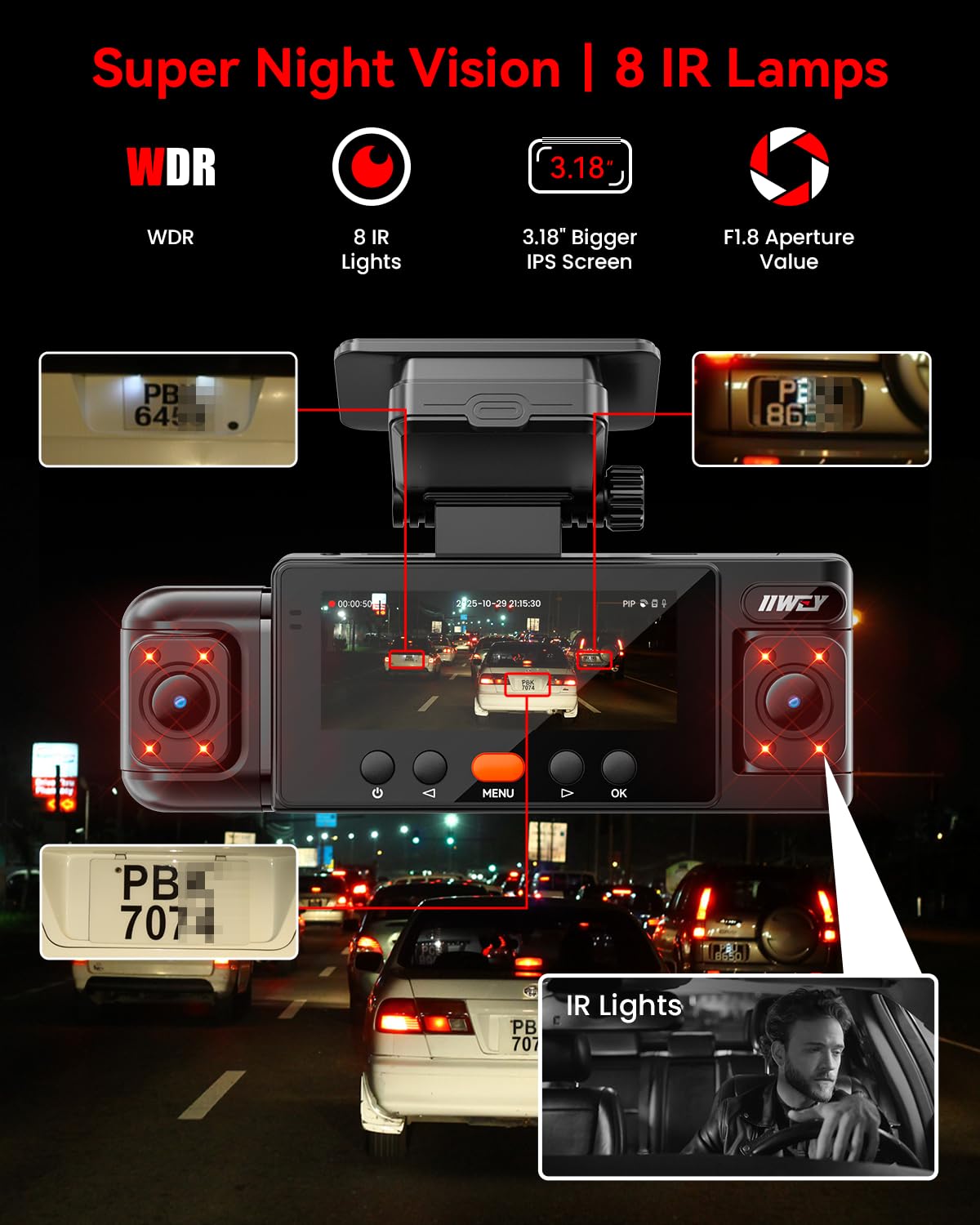 IIWEY N6 left side camera monitoring left lanes