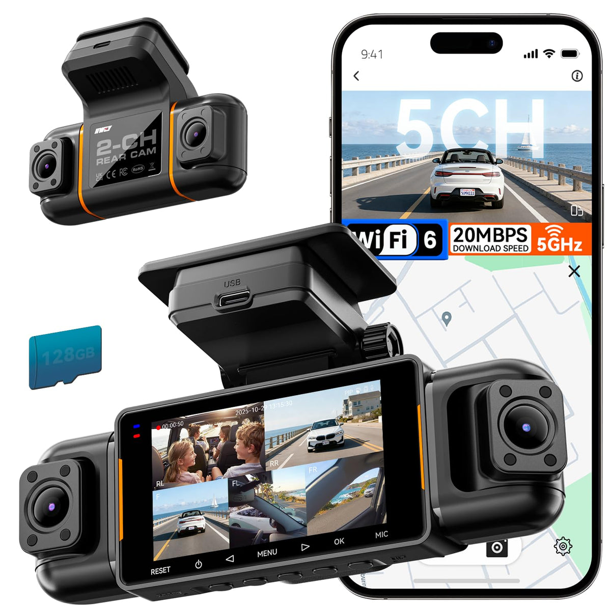 IIWEY N9 front camera captures clear daytime and night footage for safer driving.