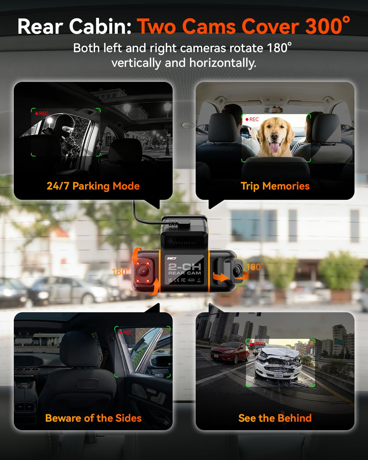 IIWEY N9 right side camera helps monitor blind spots during trips.