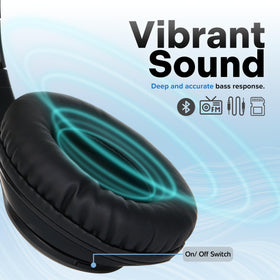 iJoy blue over-ear headphones folded for travel