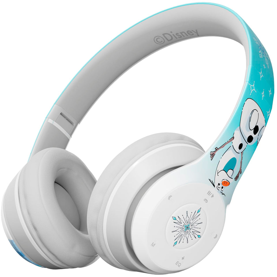 iJoy Disney Frozen headphones front view with Elsa design, ideal for immersive movie listening.