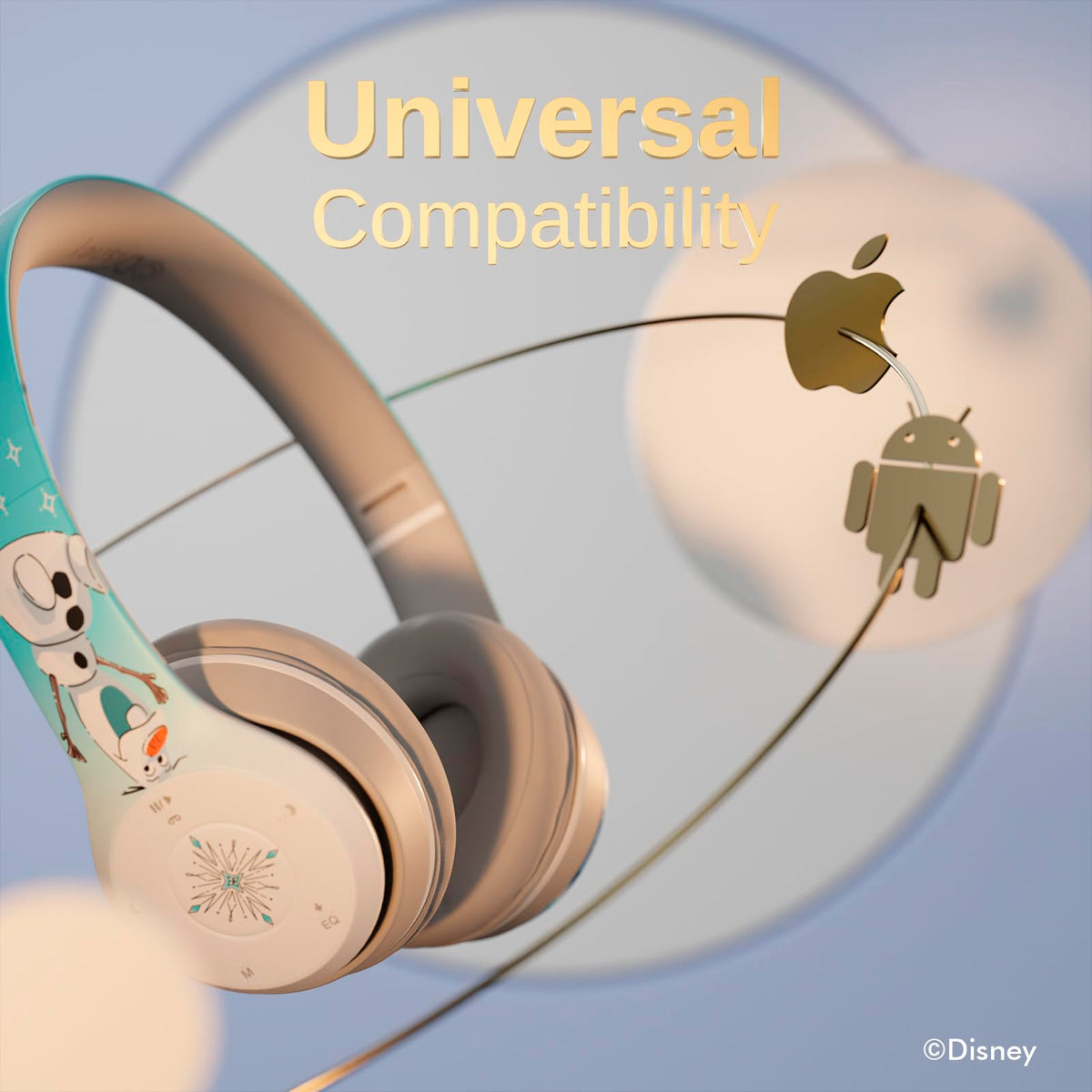 iJoy Disney Frozen headphones with built-in mic and controls for hands-free use.
