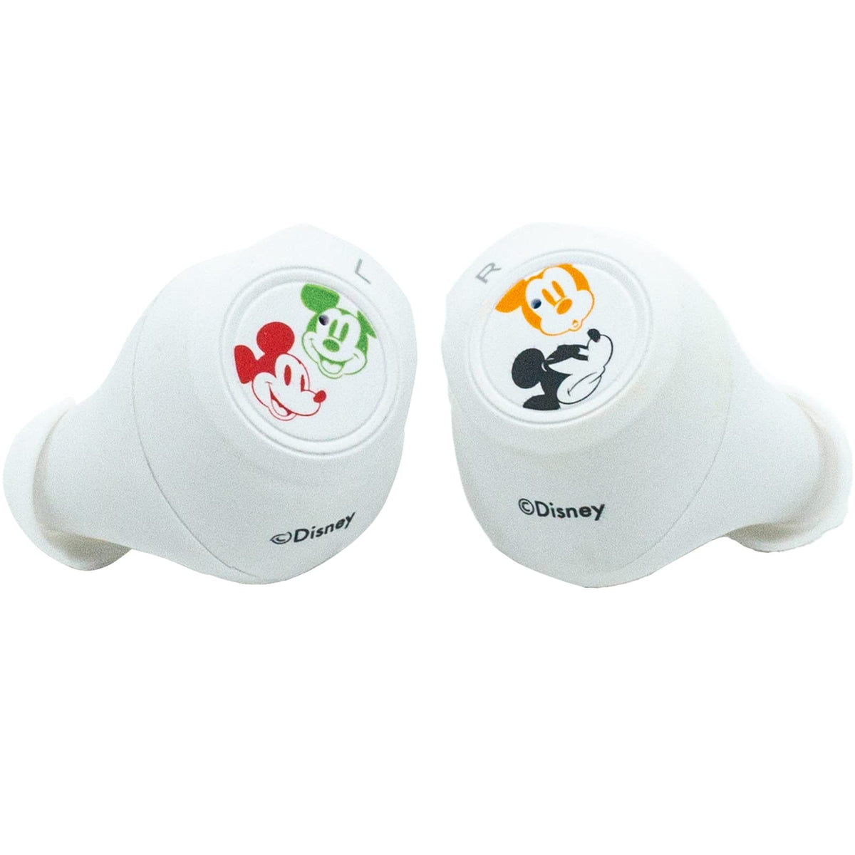 iJoy Disney Mickey Earbuds side profile shows compact design for travel.