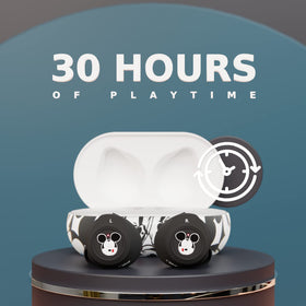 iJoy Disney Mickey earbuds in use, seamless wireless connection.