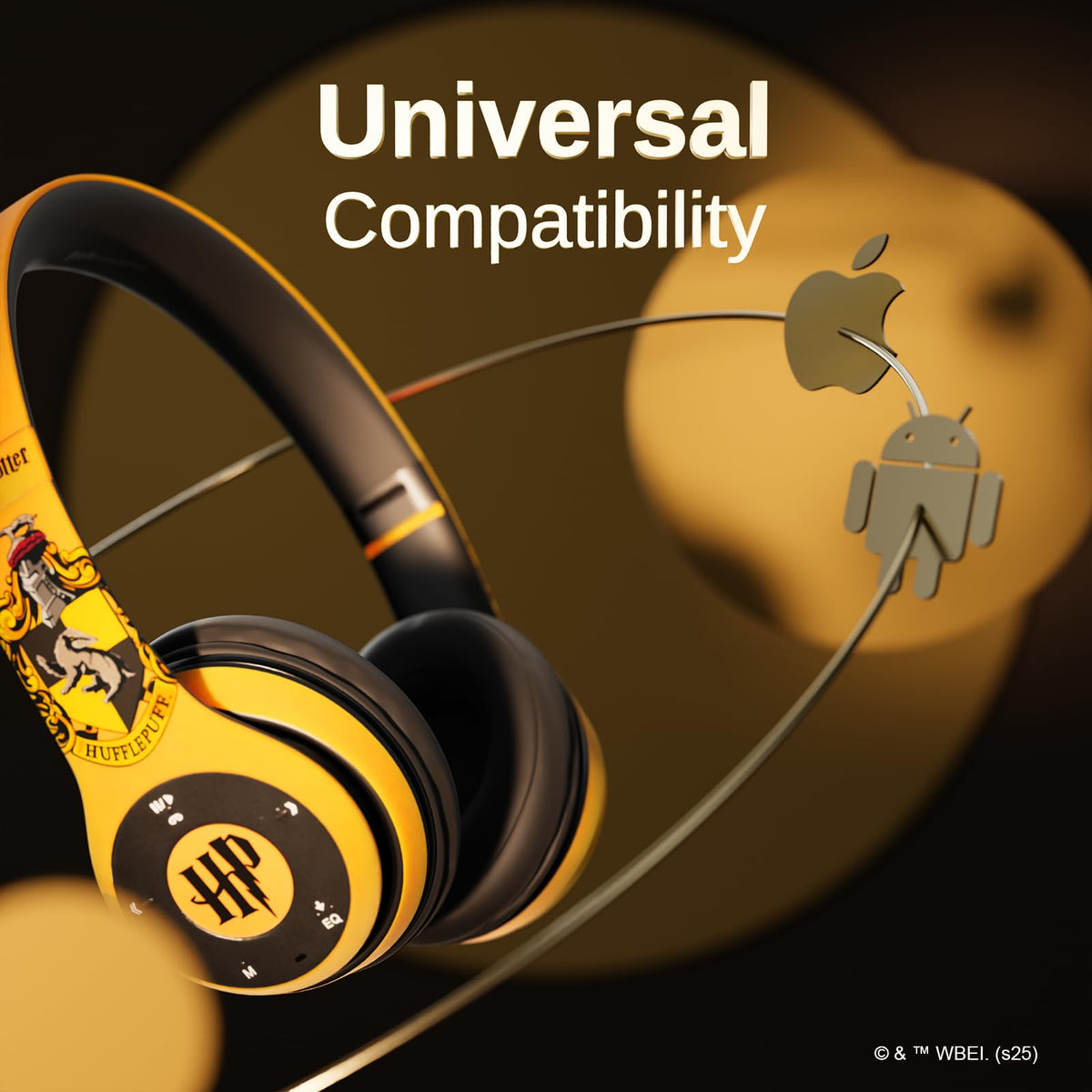 iJoy Hufflepuff crest logo on earcup for fandom pride.
