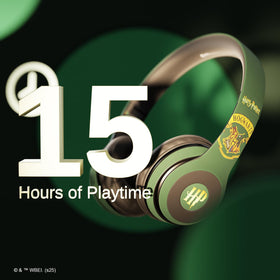 iJoy Harry Potter Slytherin headphones folded for compact travel