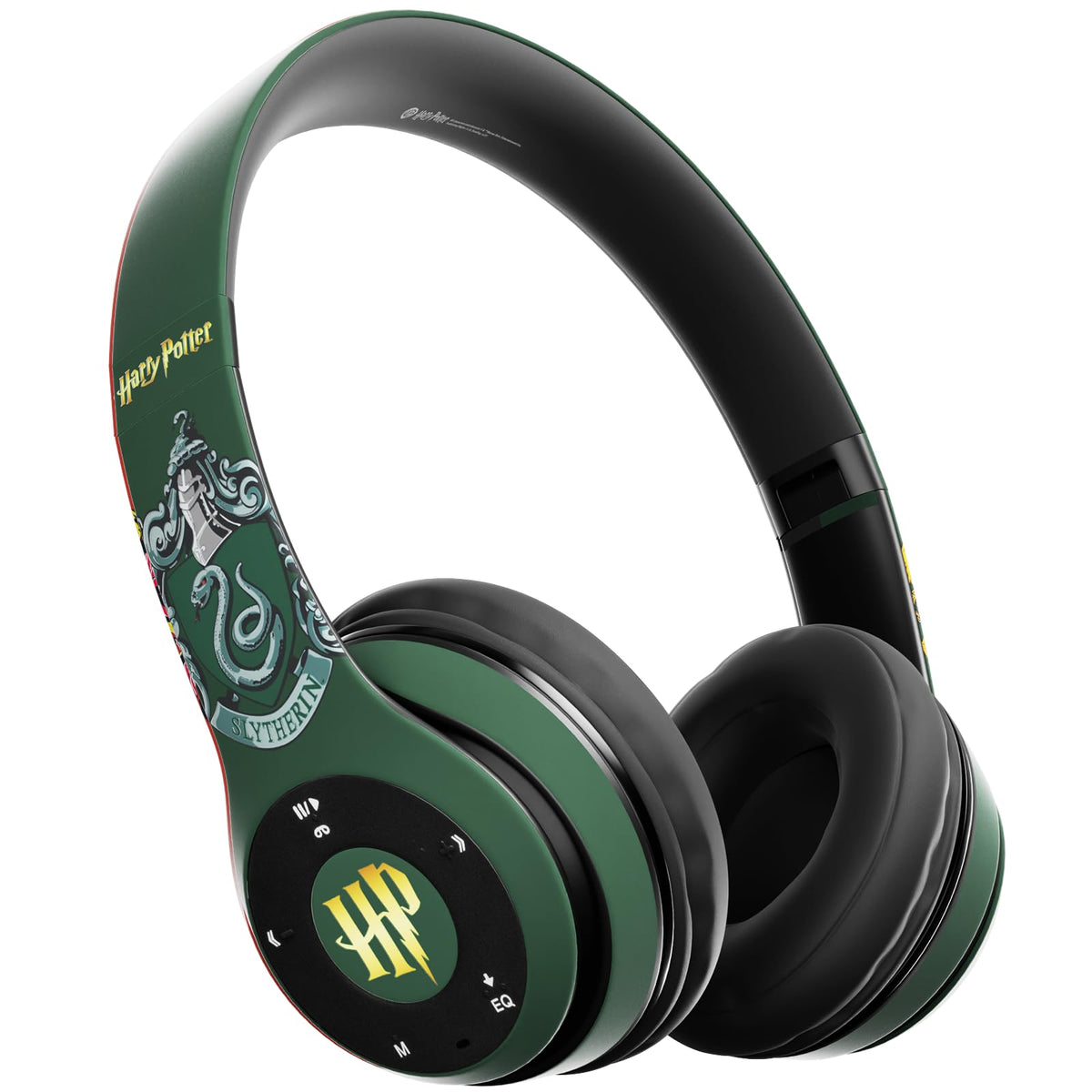 iJoy Harry Potter Slytherin headphones front crest display for Hogwarts fans
