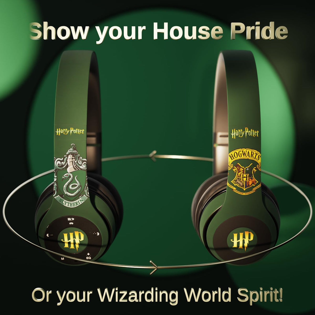 iJoy Harry Potter Slytherin headphones lifestyle use for gaming and movies