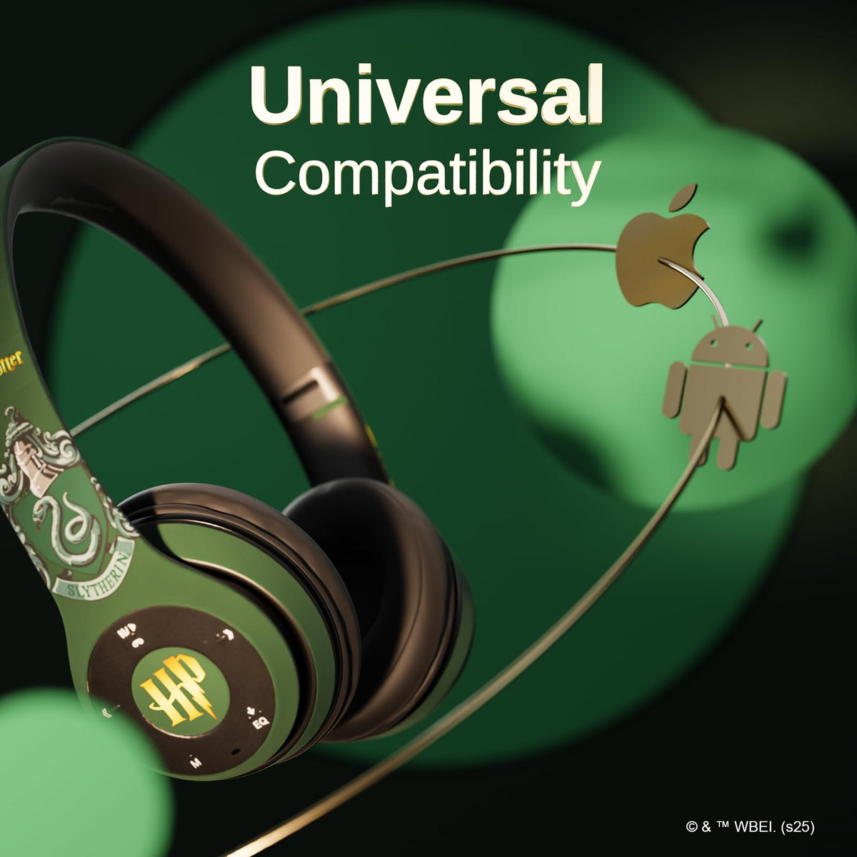 iJoy Harry Potter Slytherin headphones built-in mic and controls for hands-free use
