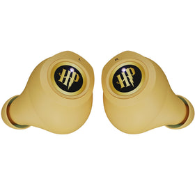 iJoy Hufflepuff earbud close-up showing textured finish for comfortable listening