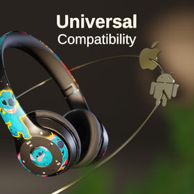 iJoy folded headphones inside protective case for compact travel benefit