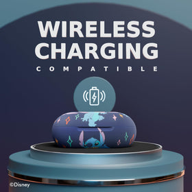 iJoy Stitch earbuds next to coin size comparison showing compact pocketable benefit