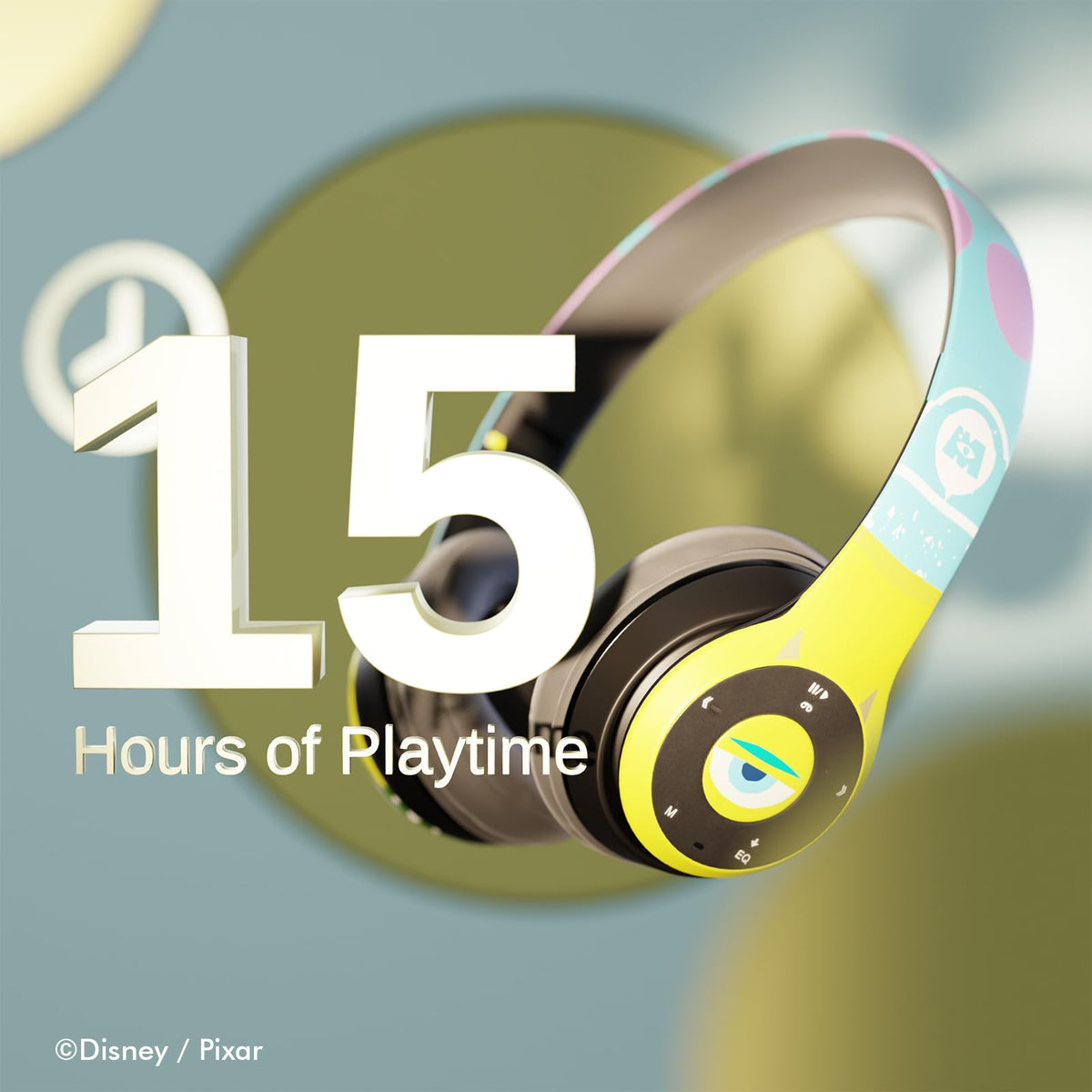 iJoy Monsters Inc headphones folded for easy portability during travel.