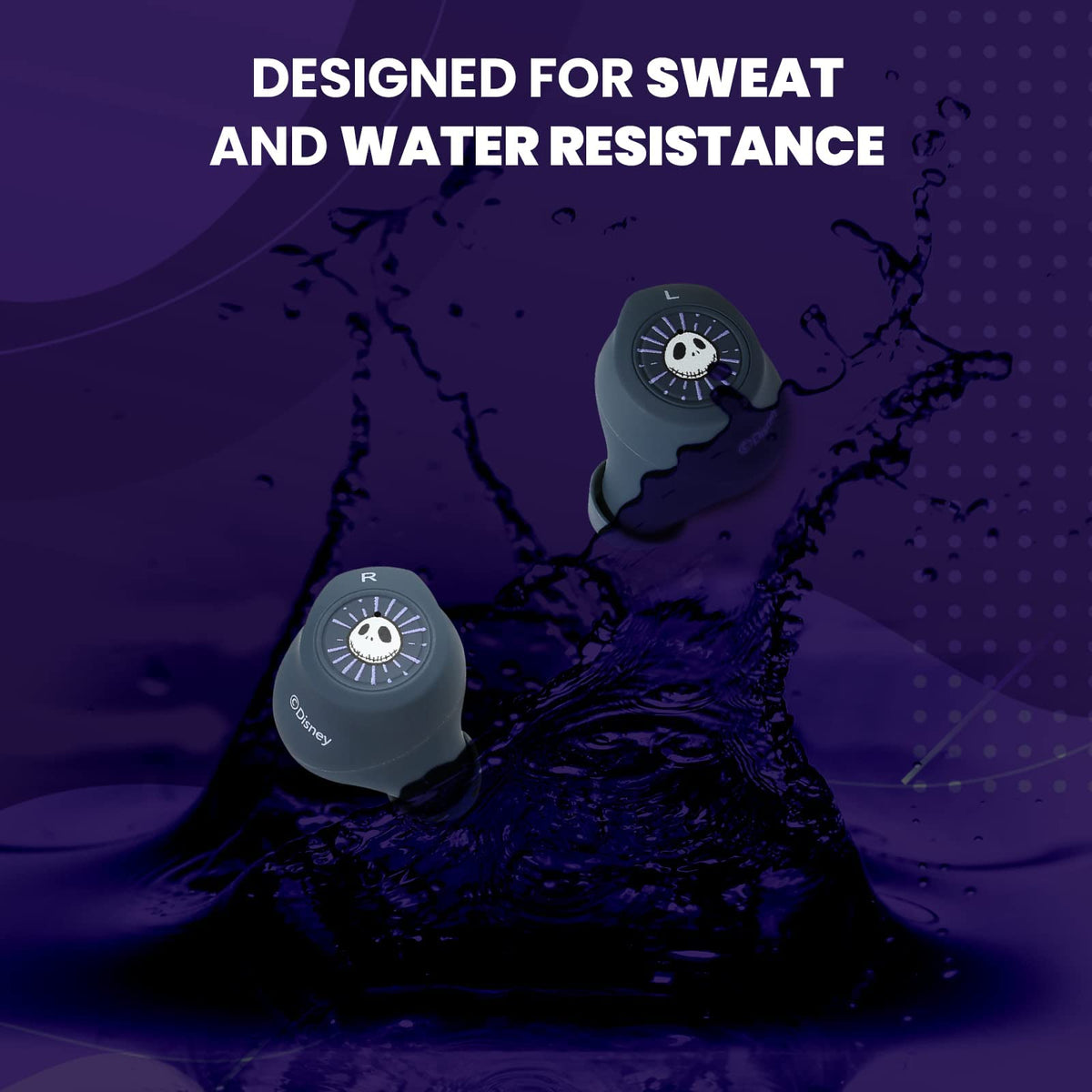iJoy earbuds worn in ear demonstrating stable fit during activity
