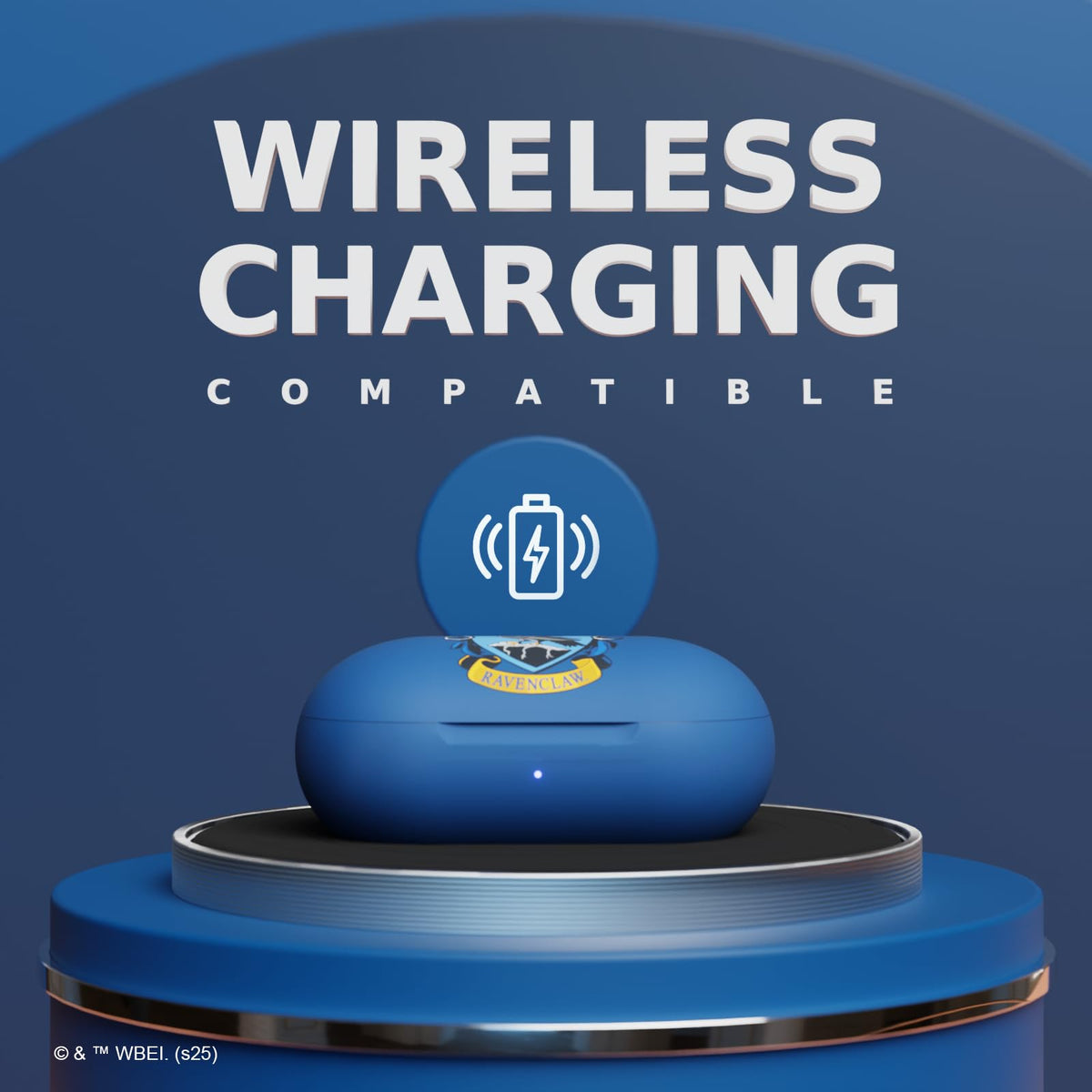 iJoy Ravenclaw case open with earbuds showing storage and charging