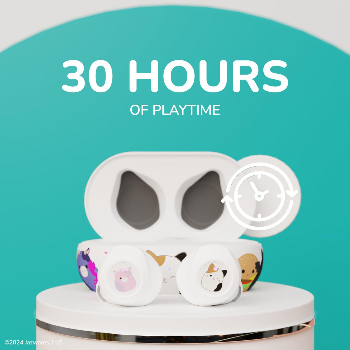 iJoy Squishmallows earbuds with built-in mic for hands-free conversations