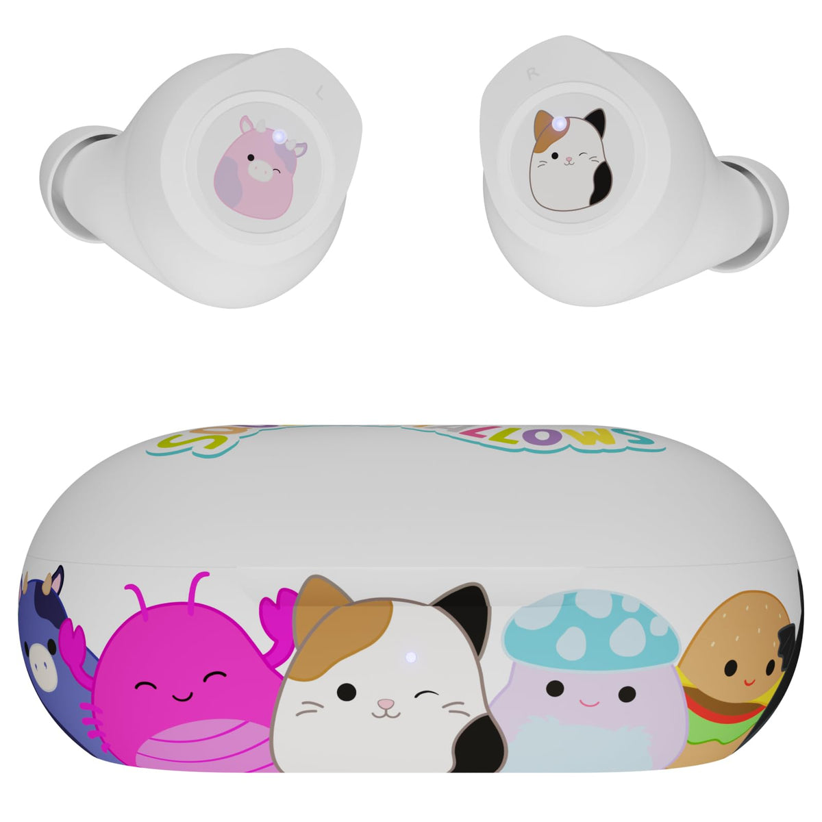 iJoy Squishmallows earbuds with charging case for portable power on the go