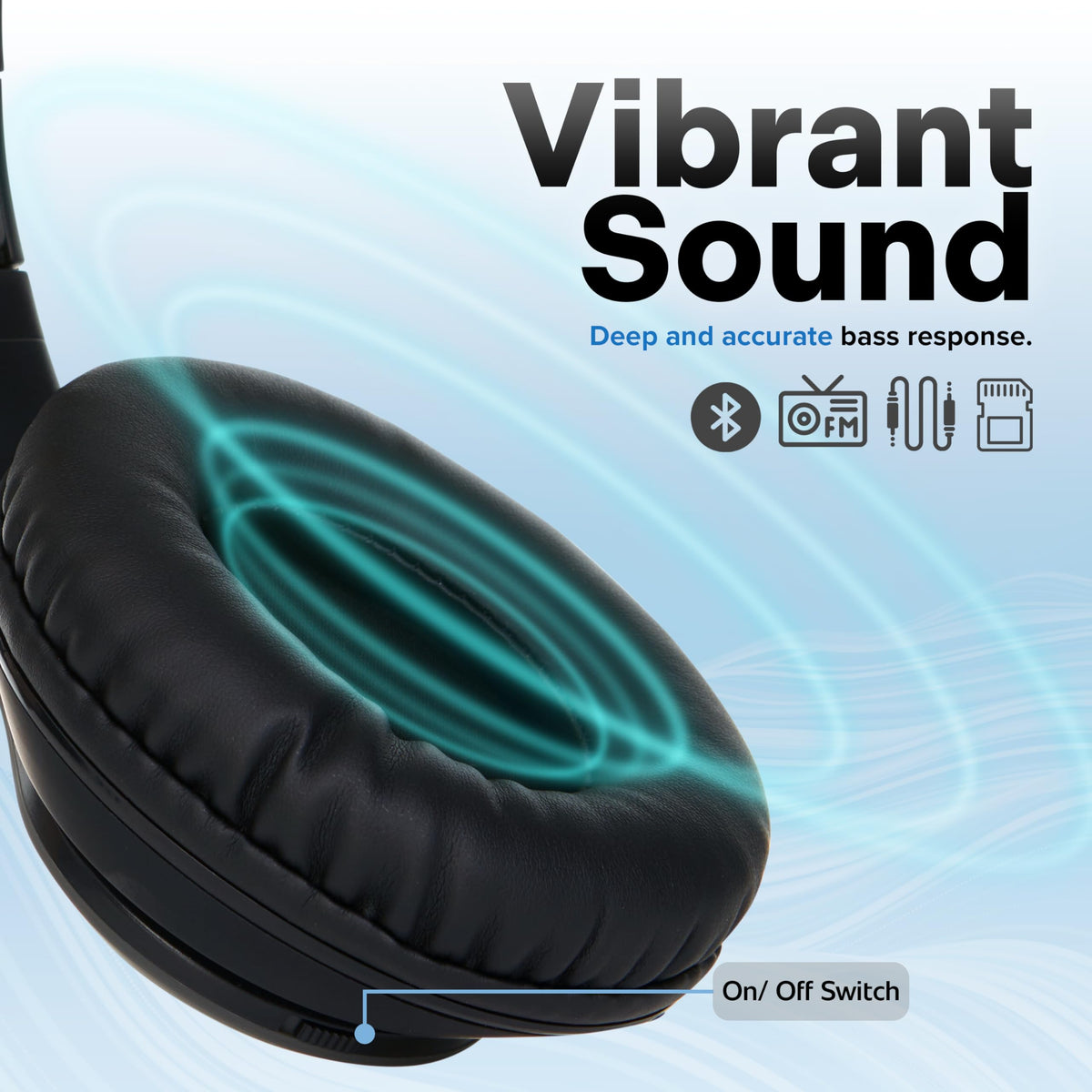 iJoy Stealth Bluetooth headphones showing 20-hour battery readiness