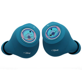 iJoy Stitch charging case open displaying earbuds and portable battery benefit
