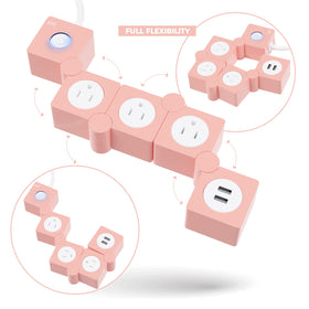 iJoy power strip twist design fits bulky plugs without blocking nearby outlets.