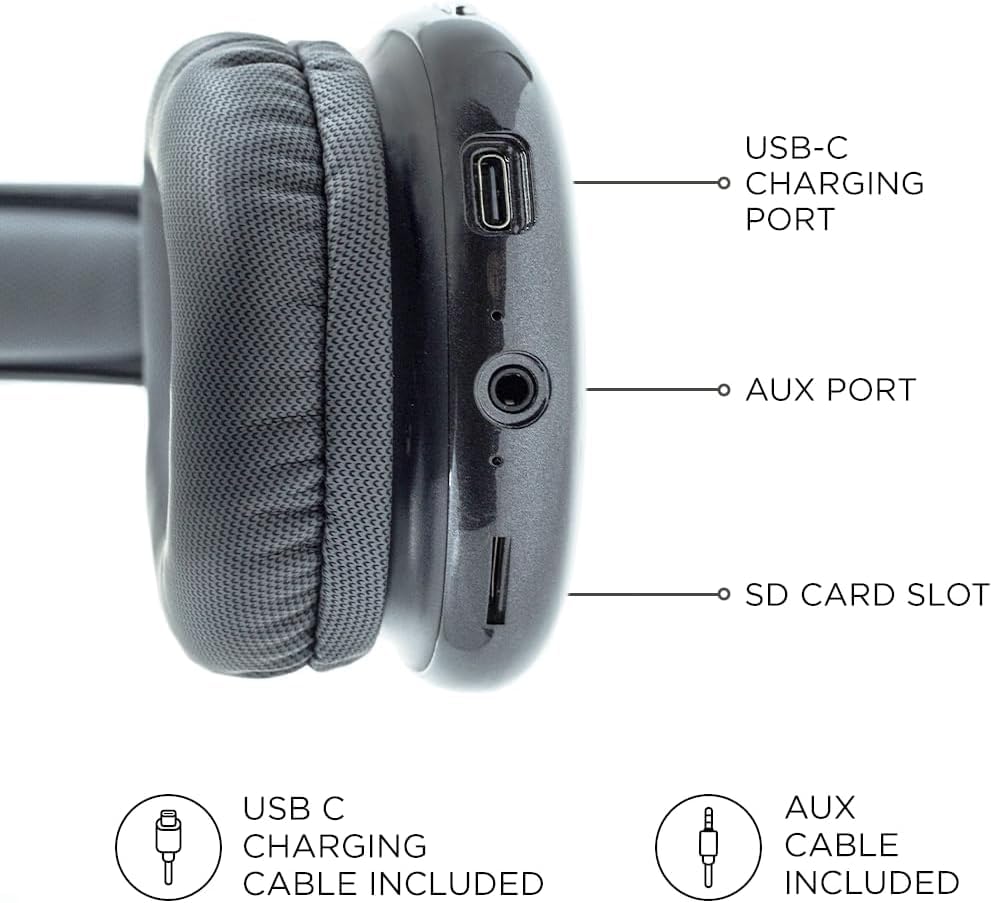 iJoy Ultra Wireless Headphones in travel bag ready for on-the-go use.