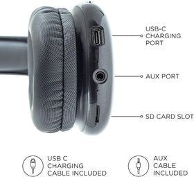 iJoy Ultra Wireless Headphones in travel bag ready for on-the-go use.