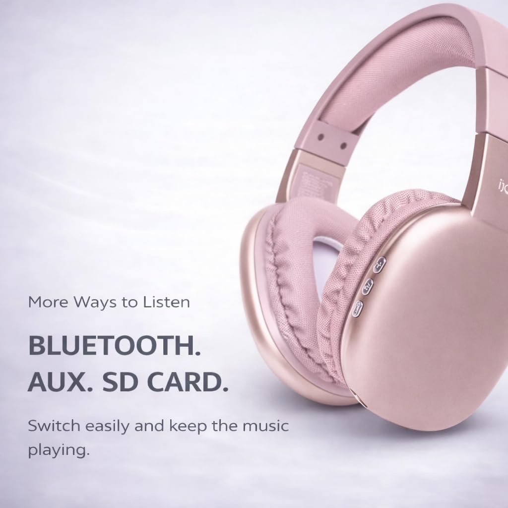 iJoy Ultra Wireless Headphones pink charging indicator on side