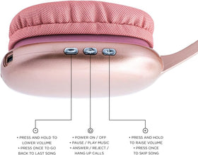 iJoy Ultra Wireless Headphones pink in use during study or commute